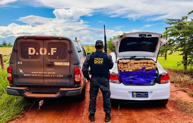 DOF apreende carro com mais de meia tonelada de maconha em Ponta Porã